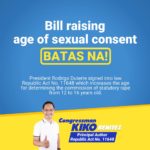 Bill Raising Age of Sexual Consent, Batas Na!