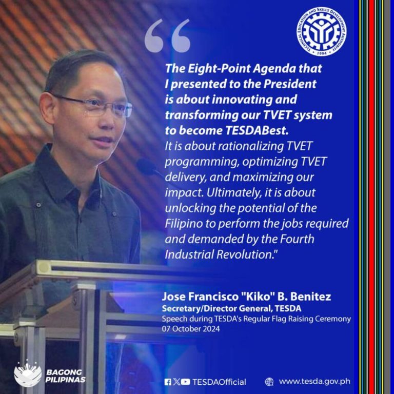 TESDA Director General, Secretary Jose Francisco Kiko Benitez presented his TESDABest plan